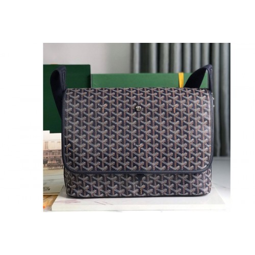 Goyard Capetien messenger bag in Black Goyardine Canvas & Chevroches Calfskin