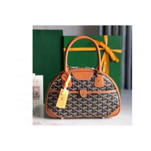 Goyard vintage mini bowling bag in Black/Tan Goyardine Canvas