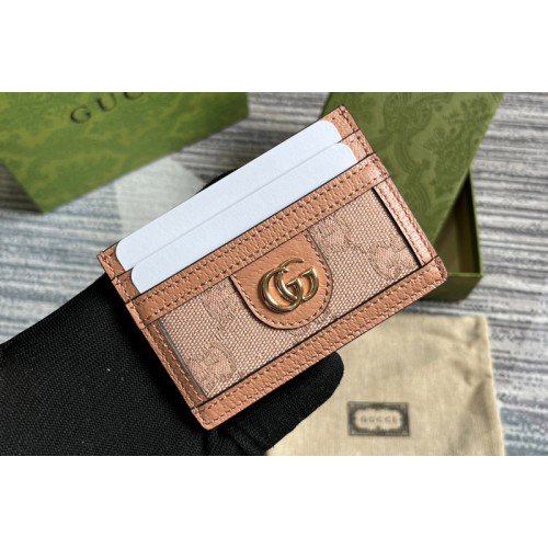 Gucci Marmont Original Matelasse Leather Card Case in Pink Canvas