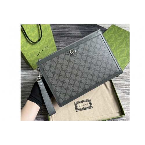 Gucci Ophidia Small Clutch in Grey and black Supreme canvas