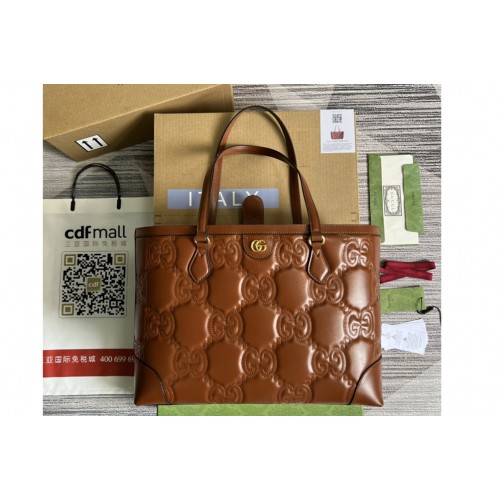 Gucci Matelasse leather medium tote bag in Brown Matelasse leather Gucci Matelasse leather medium tote bag in Brown Matelasse leather