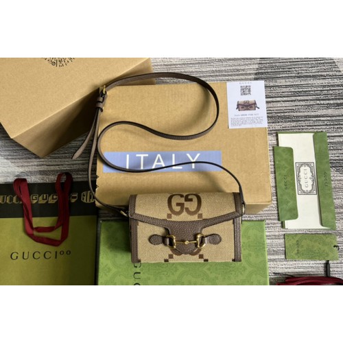 Gucci Horsebit 1955 jumbo mini bag in Camel and ebony jumbo canvas Gucci Horsebit 1955 jumbo mini bag in Camel and ebony jumbo canvas