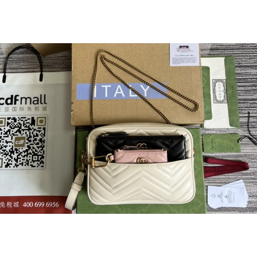 Gucci Double G multi-use mini bag in white  pink and Black chevron matelasse leather