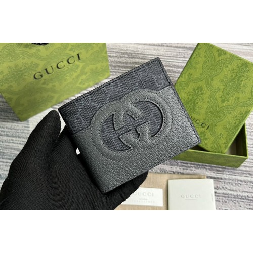 Gucci Wallet With Cut-Out Interlocking G in Black and grey Supreme canvas Gucci Wallet With Cut-Out Interlocking G in Black and grey Supreme canvas