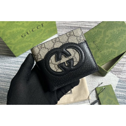 Gucci Wallet With Cut-Out Interlocking G in Beige and ebony Supreme canvas Gucci Wallet With Cut-Out Interlocking G in Beige and ebony Supreme canvas