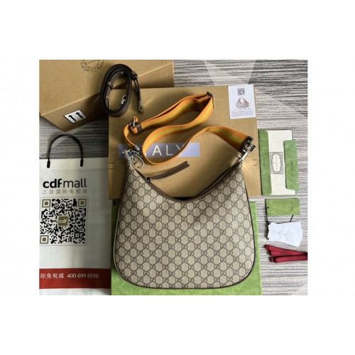 Gucci ‎ Attache large shoulder bag in Beige and ebony Supreme canvas