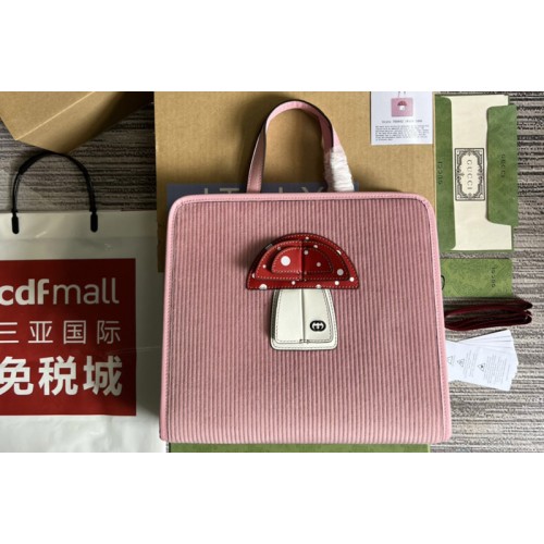Gucci Childrens mushroom tote bag in Pink corduroy Gucci Childrens mushroom tote bag in Pink corduroy