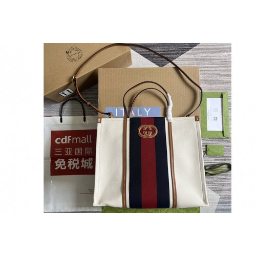 Gucci Medium Interlocking G Tote Bag in White cotton canvas