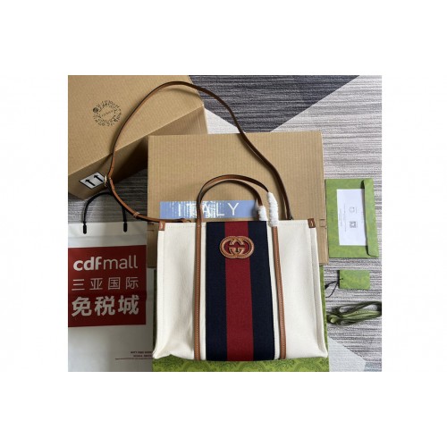 Gucci Small Interlocking G Tote Bag in White cotton canvas Gucci Small Interlocking G Tote Bag in White cotton canvas