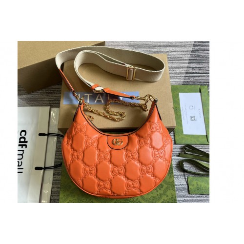 Gucci Matelasse Small Shoulder Bag in Orange Matelasse leather