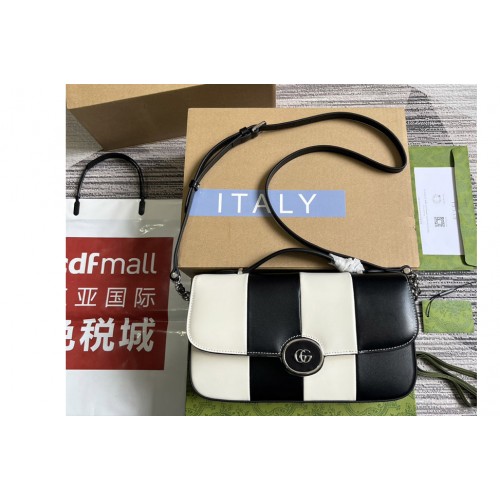 Gucci Petite Small Shoulder Bag in Black and white leather