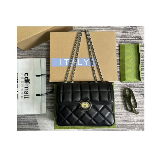 Gucci Deco Small Shoulder Bag in Black quilted leather
