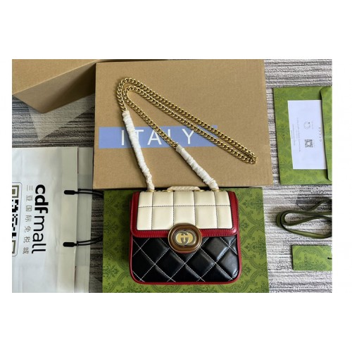 Gucci Deco Mini Shoulder Bag in Black and white quilted leather