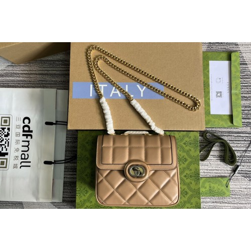 Gucci Deco Mini Shoulder Bag in Beige quilted leather
