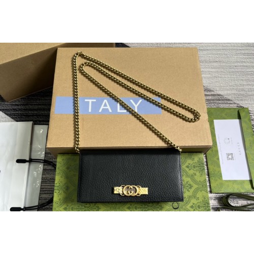 Gucci Chain Wallet With Interlocking G Python Bow Bag in Black leather