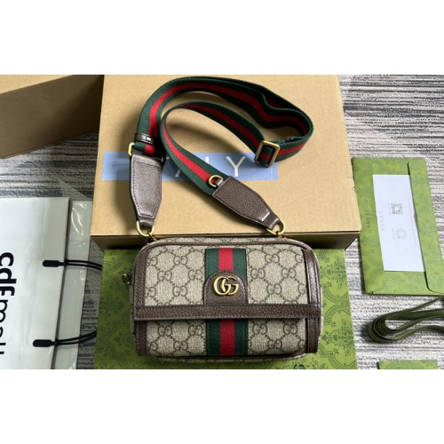 Gucci Ophidia Mini Bag in Beige and ebony Supreme canvas