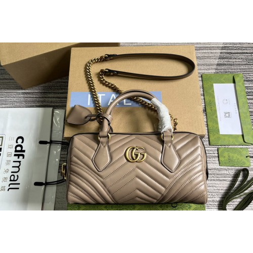 Gucci Marmont Small Top Handle Bag in Pink matelasse chevron leather