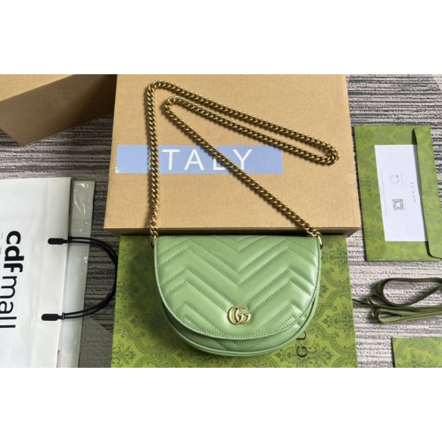 Gucci Marmont Matelasse Chain Mini Bag in Green matelasse chevron leather