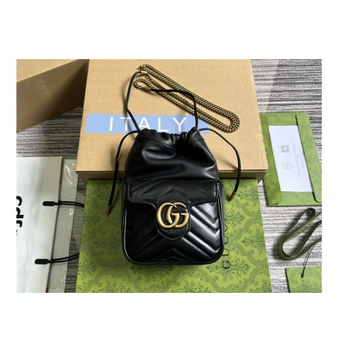 Gucci Marmont Mini Bucket Bag in Black matelasse chevron leather