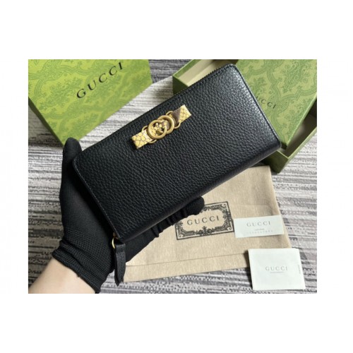 Gucci Zip Wallet With Interlocking G Python Bow in Black leather