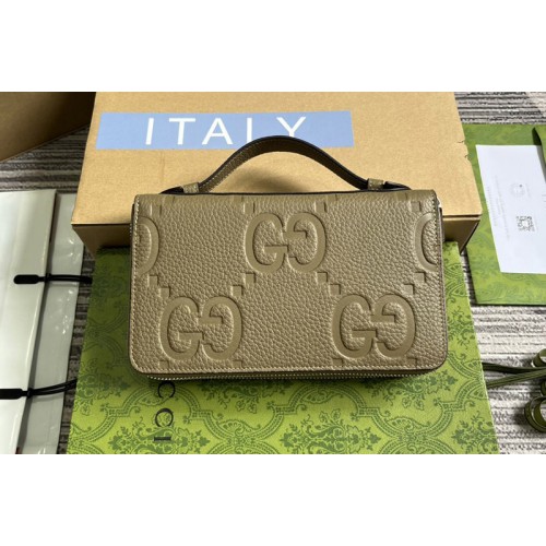 Gucci Jumbo Travel Document Case in Taupe jumbo leather