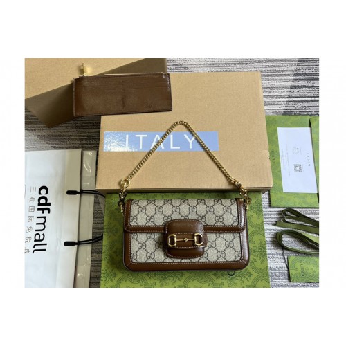 Gucci Horsebit 1955 Mini Bag in Beige and ebony Supreme canvas