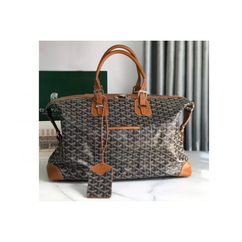 Goyard Bowling 45 bag in Black/Tan Goyardine Canvas & Cervon Calfskin