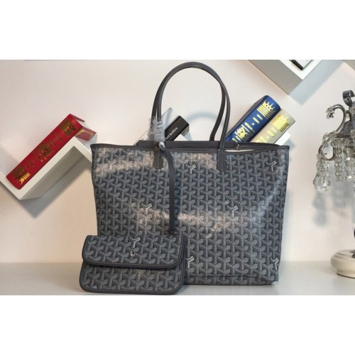 Goyard Saint Louis PM bag in Gray Goyardine Canvas & Chevroches Calfskin Goyard Saint Louis PM bag in Gray Goyardine Canvas & Chevroches Calfskin