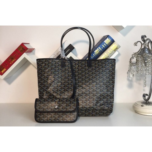 Goyard Saint Louis PM bag in Black Goyardine Canvas & Chevroches Calfskin