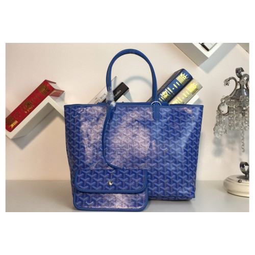 Goyard Saint Louis PM bag in Blue Goyardine Canvas & Chevroches Calfskin Goyard Saint Louis PM bag in Blue Goyardine Canvas & Chevroches Calfskin