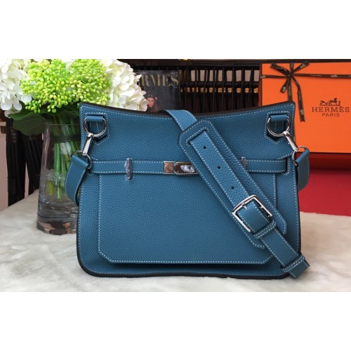 Hermes H061784 Jypsiere 28 bag in Blue original taurillon Clemence leather