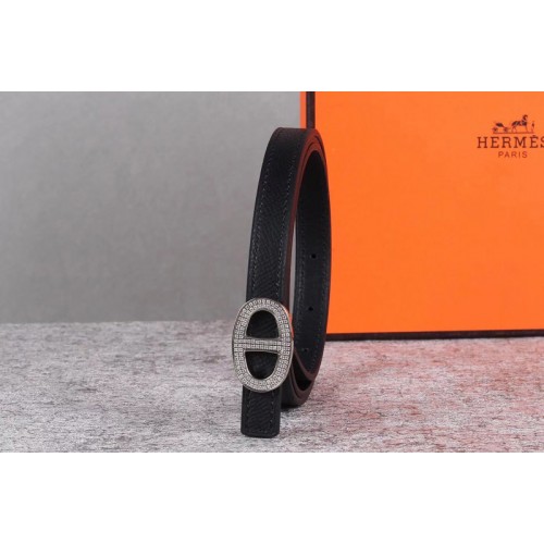 Womens Hermes 13mm Mini Athena buckle Reversible belt in Black Epsom Leather