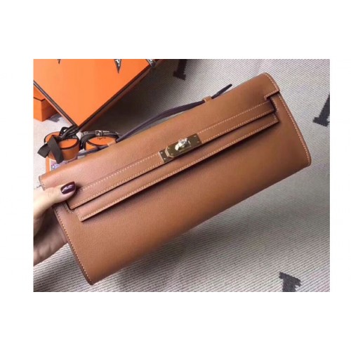 Hermes Kelly Cut 31cm Swift Leather Clutch Handmade Brown