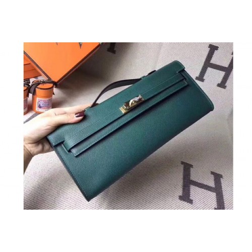 Hermes Kelly Cut 31cm Epsom Leather Clutch Handmade Green Hermes Kelly Cut 31cm Epsom Leather Clutch Handmade Green