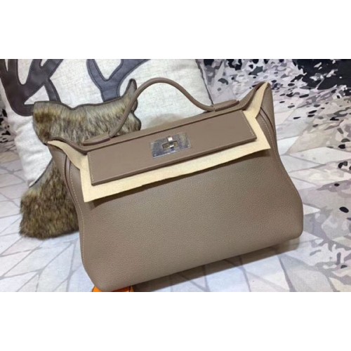 Hermes Kellyw 24cm Original Togo Leather Bags Handmade Gray Hermes Kellyw 24cm Original Togo Leather Bags Handmade Gray