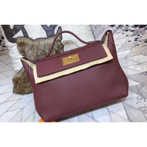 Hermes Kellyw 24cm Original Togo Leather Bags Handmade Bordeaux Hermes Kellyw 24cm Original Togo Leather Bags Handmade Bordeaux