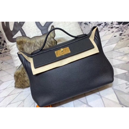 Hermes Kellyw 24cm Original Togo Leather Bags Handmade Black