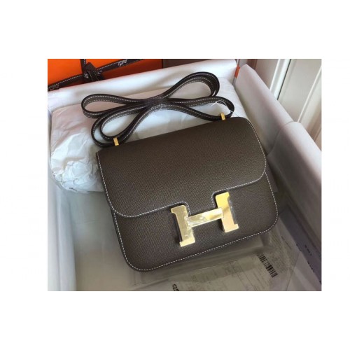 Hermes Constance 19cm Bag Original Epsom Leather Gold Elephant Gray