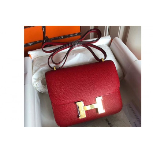 Hermes Constance 19cm Bag Original Epsom Leather Gold Red