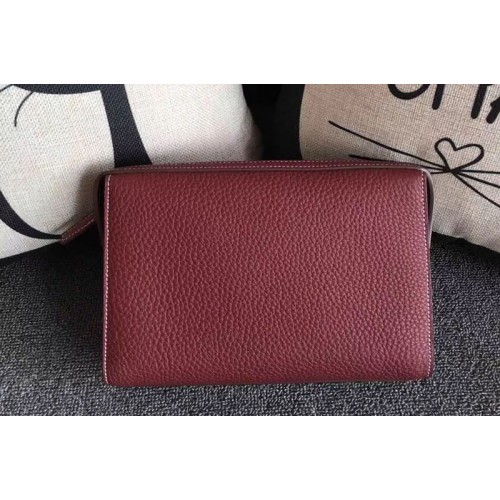 Mens Hermes 24cm Clutch Original Swift Leather Bags Wine