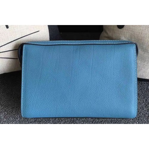Mens Hermes 24cm Clutch Original Swift Leather Bags Blue Mens Hermes 24cm Clutch Original Swift Leather Bags Blue