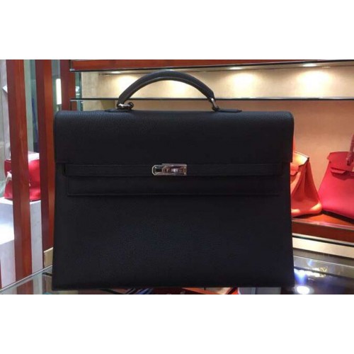 Hermes Kelly Depeche 37mm Briefcase Bags Original Togo Leather Black Hermes Kelly Depeche 37mm Briefcase Bags Original Togo Leather Black