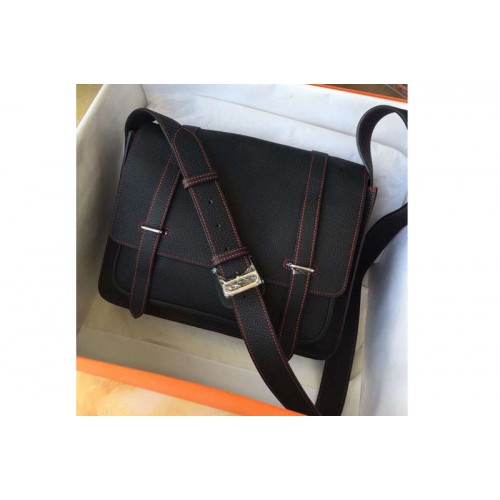 Mens Hermes Steve 32cm Messenger Bags Original Togo Leather Black