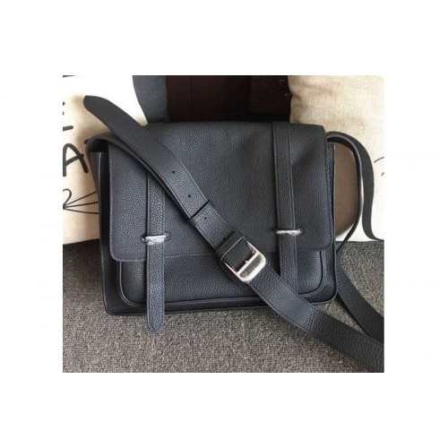 Mens Hermes Steve 32cm Messenger Bags Original Togo Leather Black