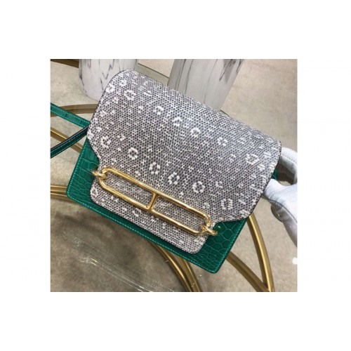 Hermes Roulis 19 bags Handmade Real Crocodile and Lizard Leather Green
