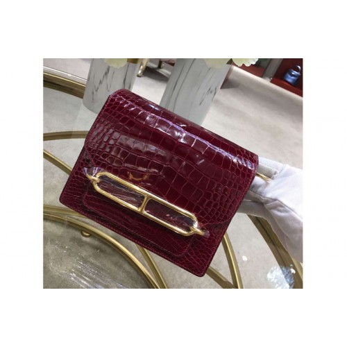 Hermes Roulis 19 bags Handmade Real Crocodile Leather Wine