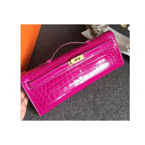 Hermes Kelly Cut31CM Real Crocodile Leather Cluth Bags Handmade Rosy
