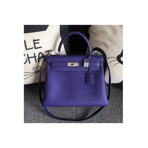 Hermes Kelly 28 Tote Bags Original Togo Leather Handstitched Purple