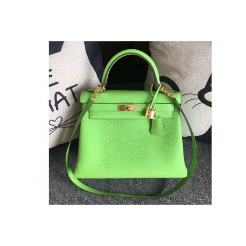 Hermes Kelly 28 Tote Bags Original Togo Leather Handstitched Candy Green