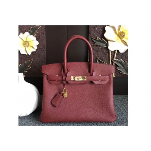 Hermes Birkin 30 Tote Bags Original Togo Leather Handstitched Wine Gold Hardware Hermes Birkin 30 Tote Bags Original Togo Leather Handstitched Wine Gold Hardware
